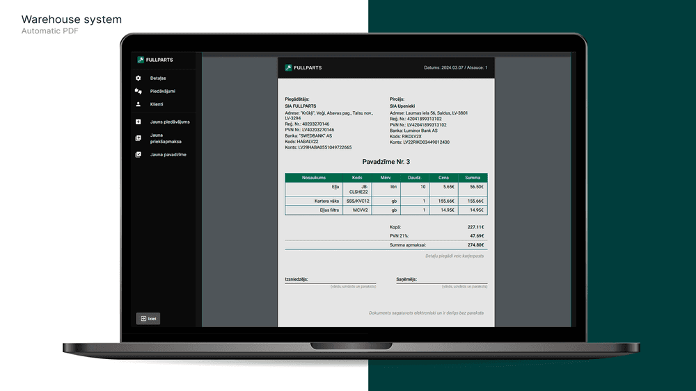 Warehouse web app project photo