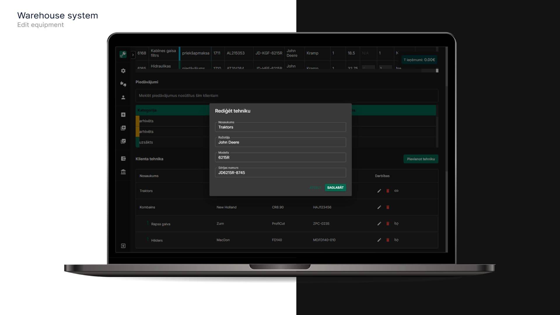 Lauksaimniecības tehnikas detaļu tirdzniecība